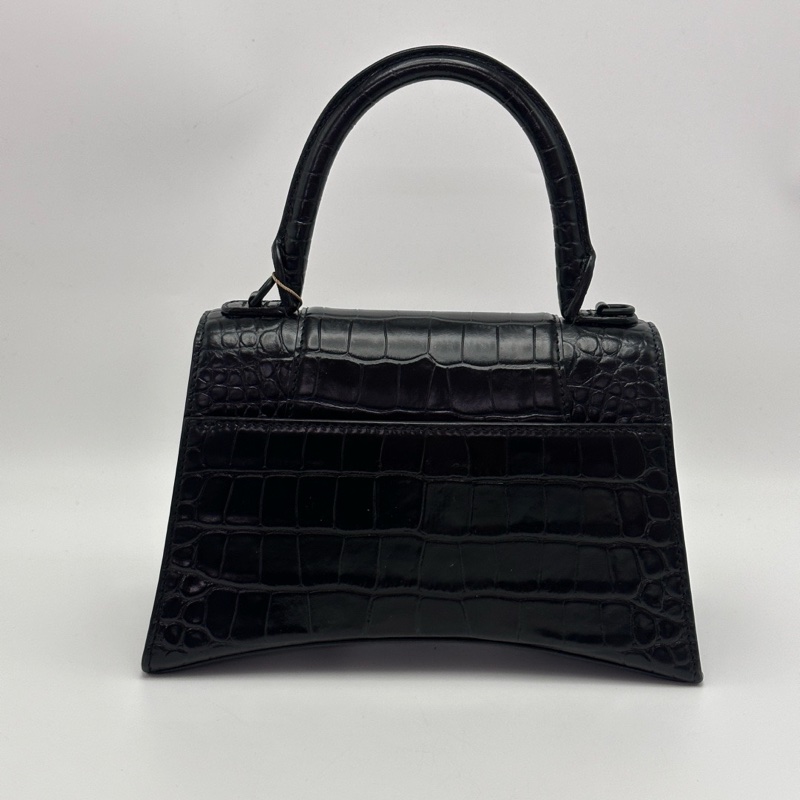 BALENCIAGA soblack鱷魚壓紋沙漏S碼肩背斜背包23*13.5*9 98新配件塵袋吊牌-6