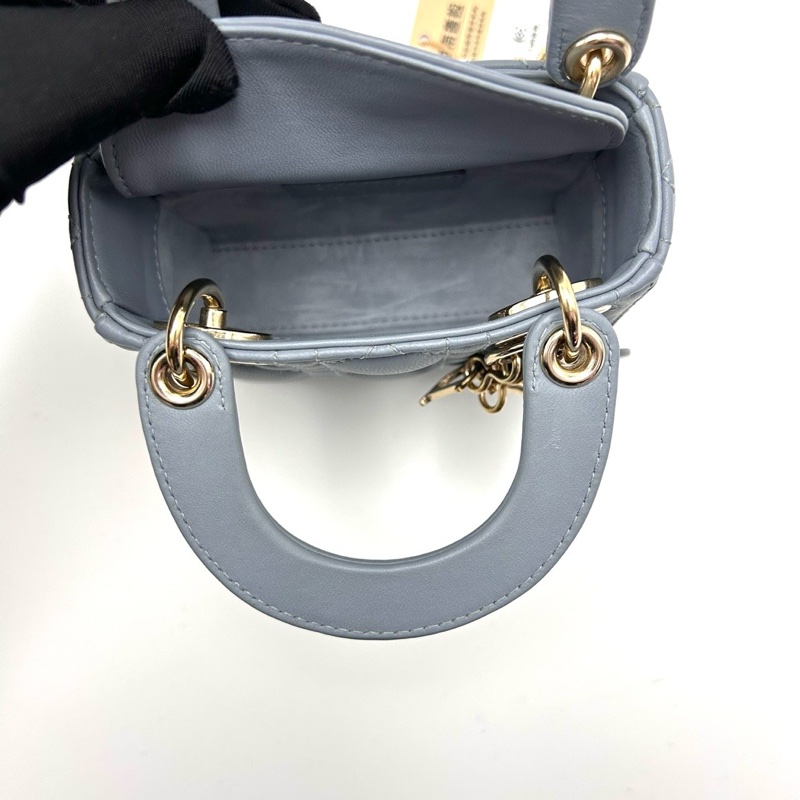 DIOR 超mini藍金黛妃手提肩背斜背包12*11*4 98新配件塵袋-2