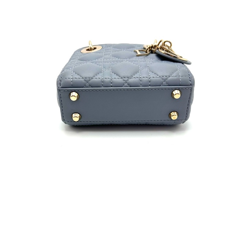 DIOR 超mini藍金黛妃手提肩背斜背包12*11*4 98新配件塵袋-4