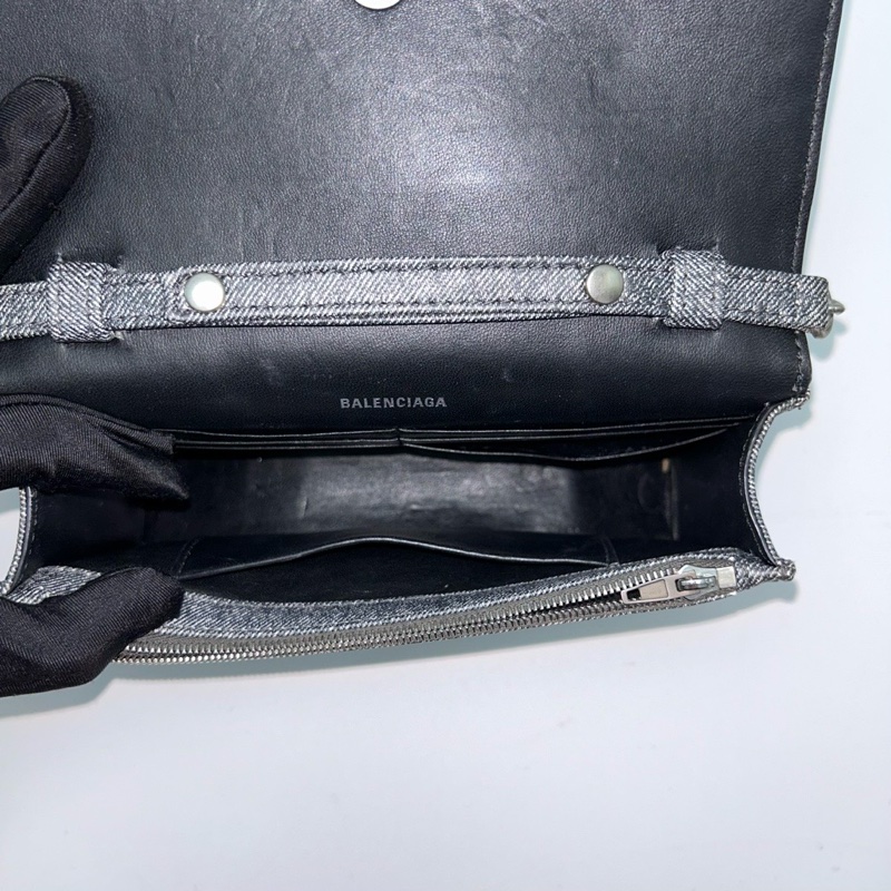 BALENCIAGA 黑灰色鏈條肩背斜背包19.5*11*5 98新配件塵袋-2