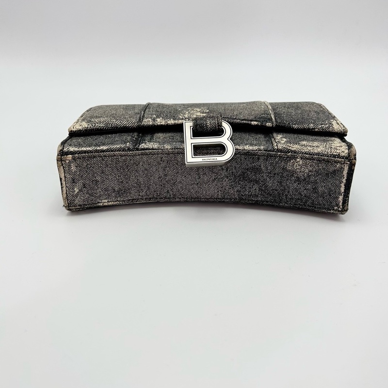 BALENCIAGA 黑灰色鏈條肩背斜背包19.5*11*5 98新配件塵袋-4