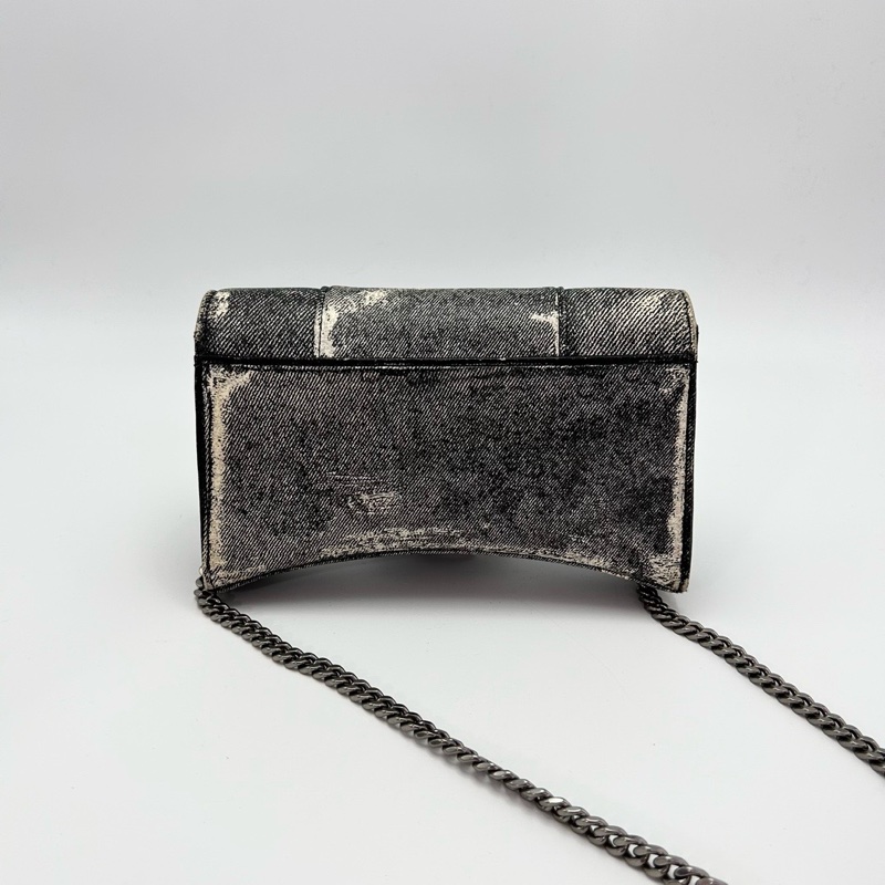 BALENCIAGA 黑灰色鏈條肩背斜背包19.5*11*5 98新配件塵袋-6