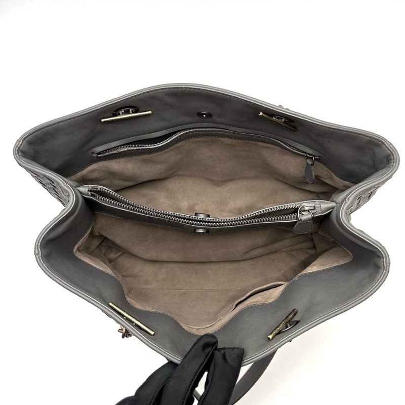 BV 灰色編織托特肩背包 31*22*14 98新配件塵袋-2