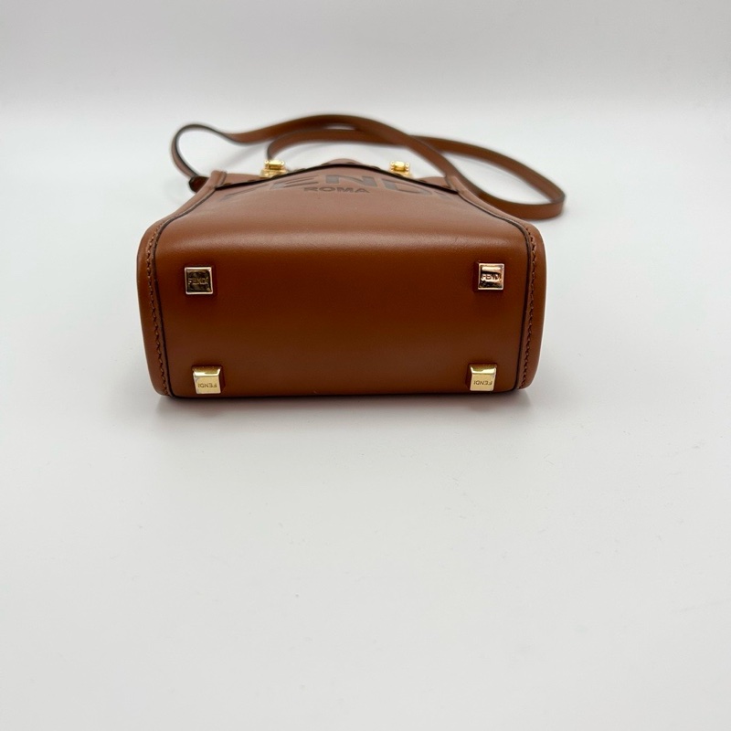 FENDI 玳瑁手柄棕色mini琴譜手提斜背包13*17*6 98新配件塵袋-4