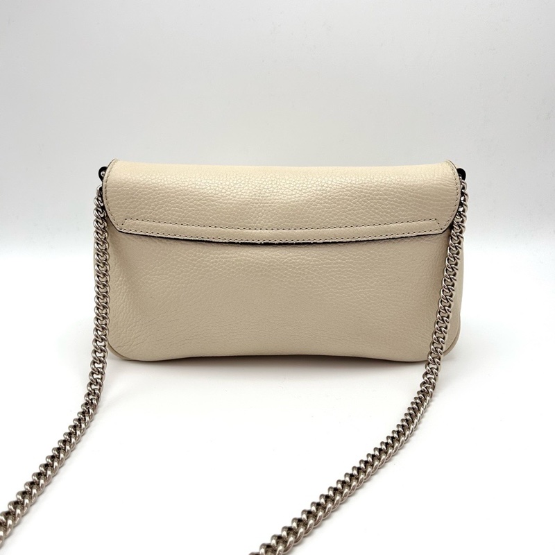 GUCCI 雙Gsoho系列白色金扣流蘇肩背斜背鏈條包 27*16*5 98新配件塵袋-6