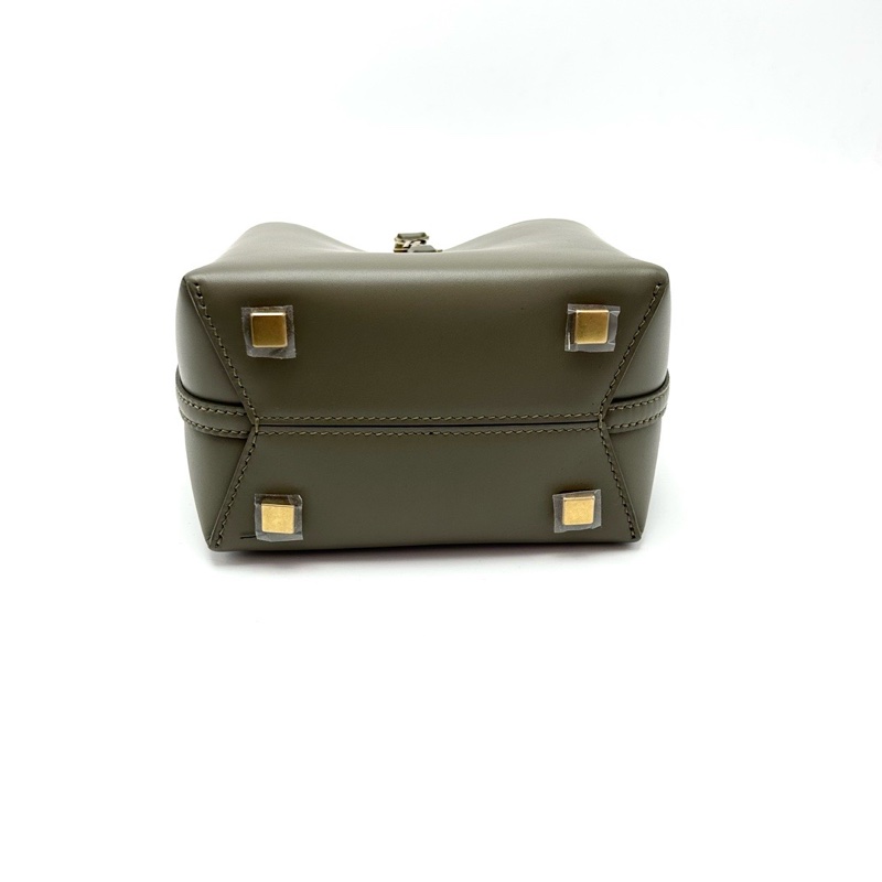 YSL LE37mini深苔蘚綠金扣手提斜背水桶包 13*15*8 全新閒置配件塵袋-4