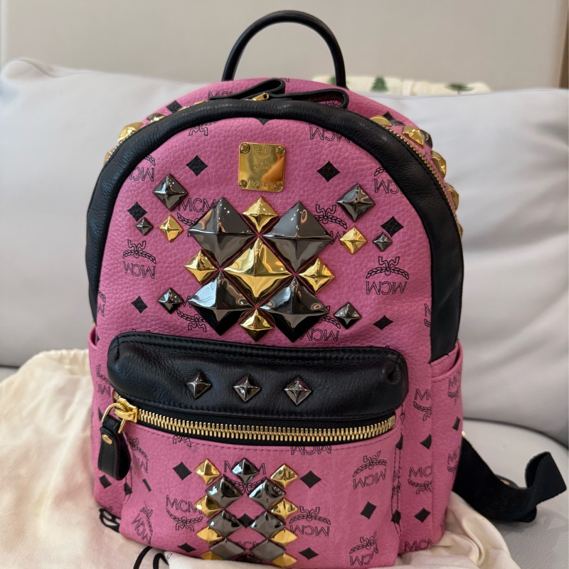 MCM粉紅色雙肩包-0