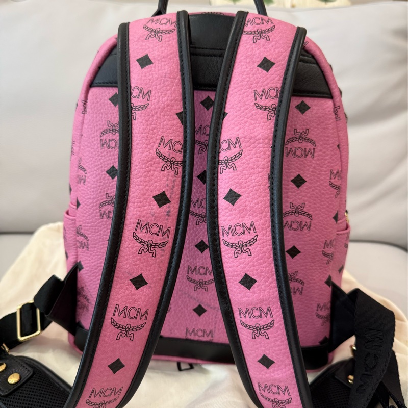 MCM粉紅色雙肩包-2