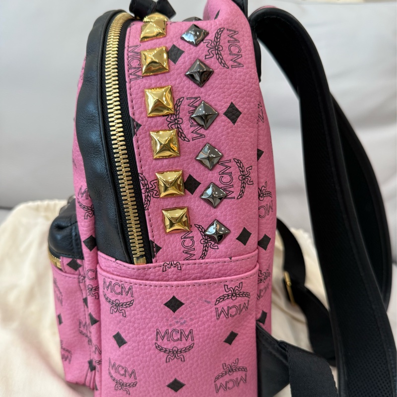 MCM粉紅色雙肩包-4