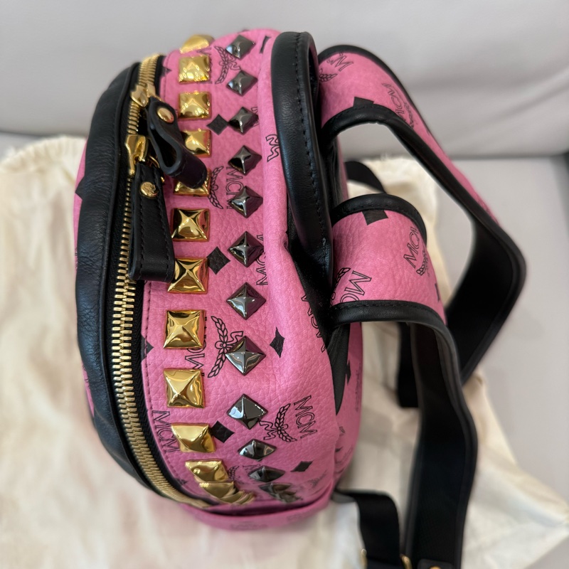 MCM粉紅色雙肩包-5