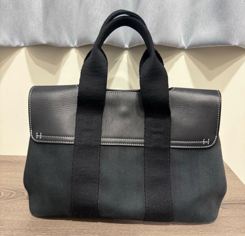 Hermès Valparaiso 翻蓋手提包｜黑色銀扣|蘑菇包｜帆布包-1