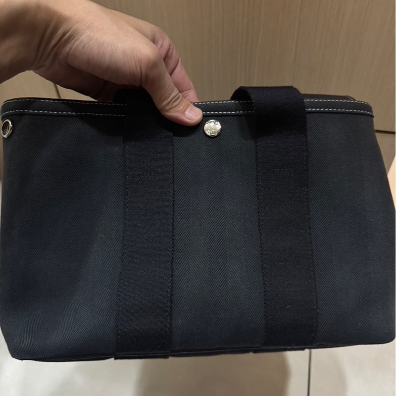 Hermès Valparaiso 翻蓋手提包｜黑色銀扣|蘑菇包｜帆布包-6