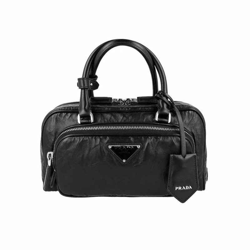 PRADA 復古三角形Logo手提斜背包 黑色 1BB099 UVL F0002-0