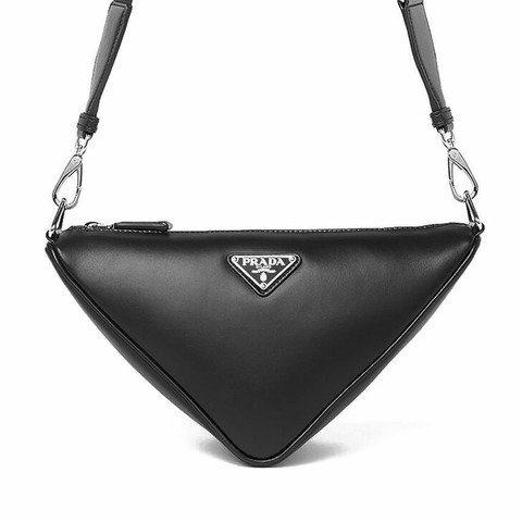 PRADA 25FW 三角形Logo斜背包 黑色 2VH155 2DDJ F0002