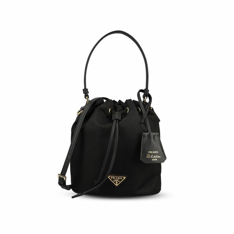 PRADA 三角標誌復刻版 1978 迷你水桶包 黑色 1BE067 RV44 F0002-0