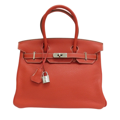鮮紅/白色 Togo牛皮 Birkin 30 柏金包 手提包 □O刻 銀扣【HERMES 愛馬仕】