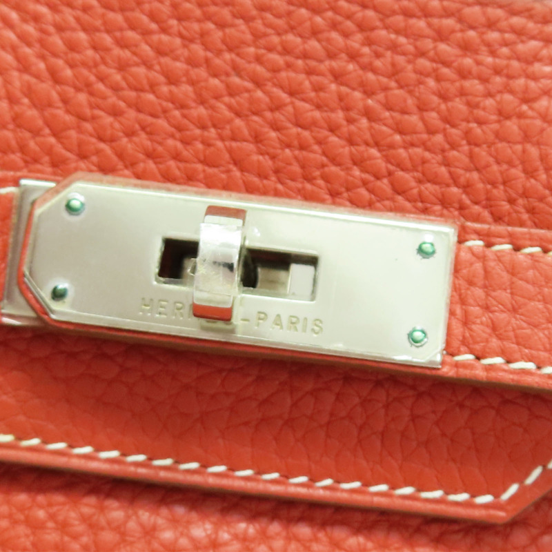 鮮紅/白色 Togo牛皮 Birkin 30 柏金包 手提包 □O刻 銀扣【HERMES 愛馬仕】-6