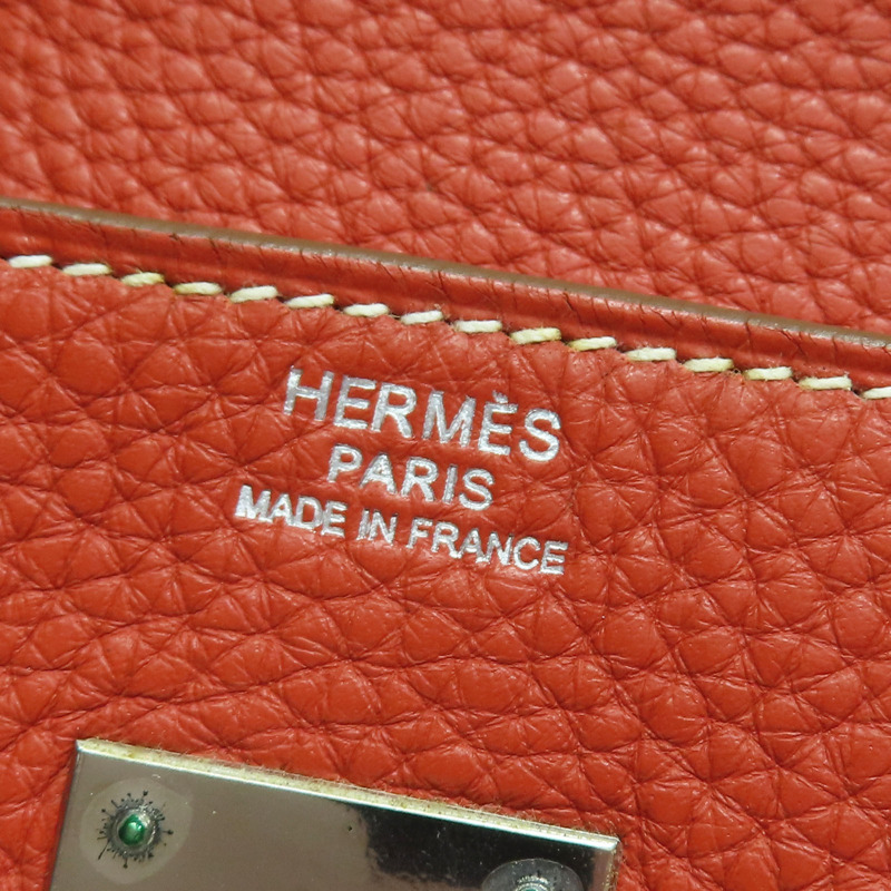 鮮紅/白色 Togo牛皮 Birkin 30 柏金包 手提包 □O刻 銀扣【HERMES 愛馬仕】-7