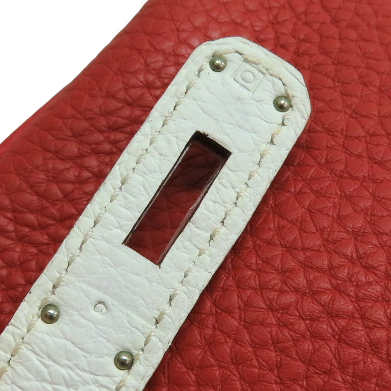 鮮紅/白色 Togo牛皮 Birkin 30 柏金包 手提包 □O刻 銀扣【HERMES 愛馬仕】-8