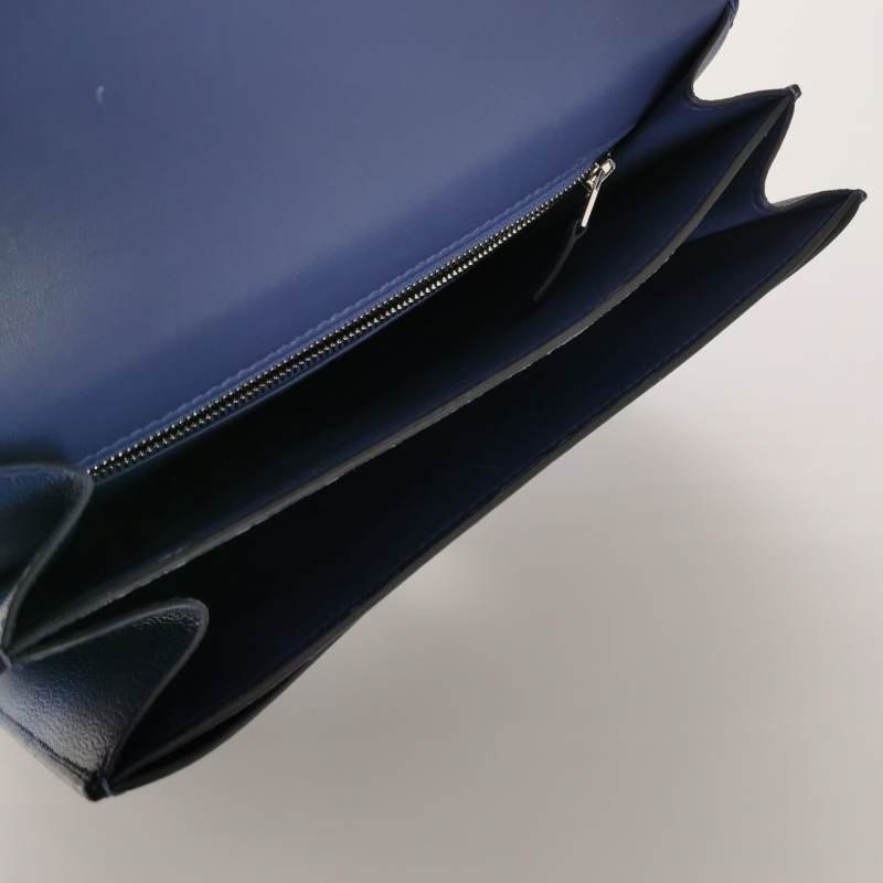 Hermes2002系列20圓形H鎖扣單肩包Evercolor牛皮銀扣7E明藍色C刻-6