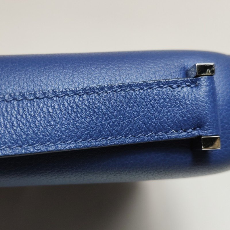 Hermes2002系列20圓形H鎖扣單肩包Evercolor牛皮銀扣7E明藍色C刻-11