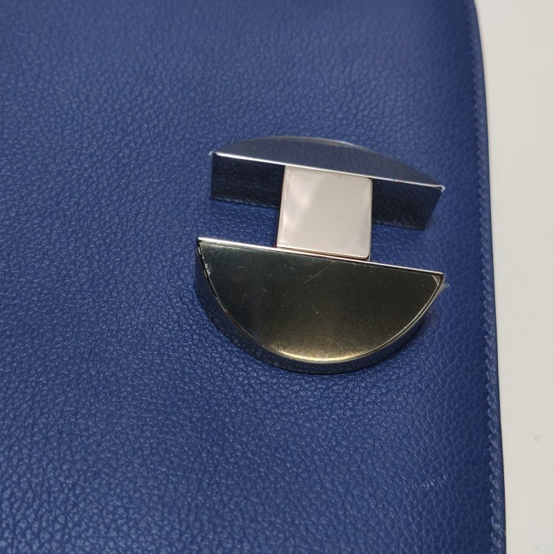 Hermes2002系列20圓形H鎖扣單肩包Evercolor牛皮銀扣7E明藍色C刻-12