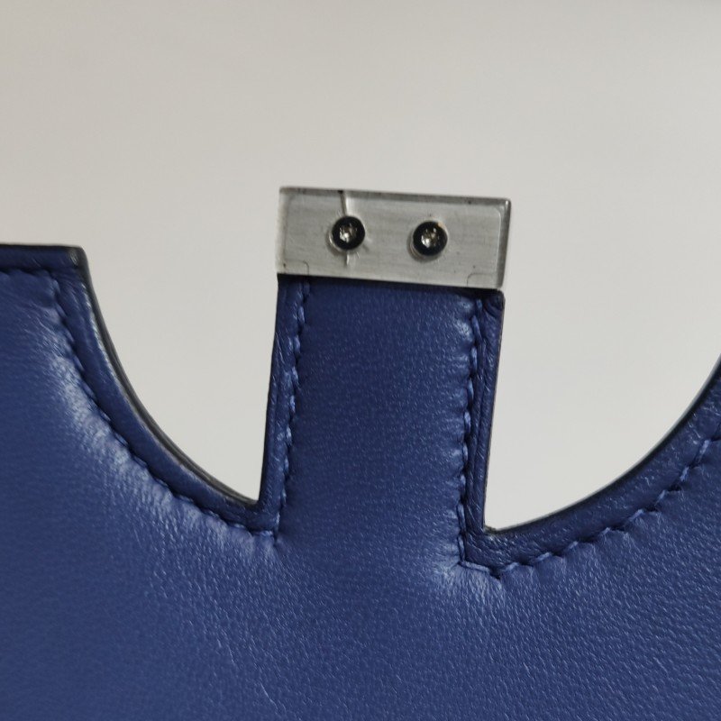 Hermes2002系列20圓形H鎖扣單肩包Evercolor牛皮銀扣7E明藍色C刻-16