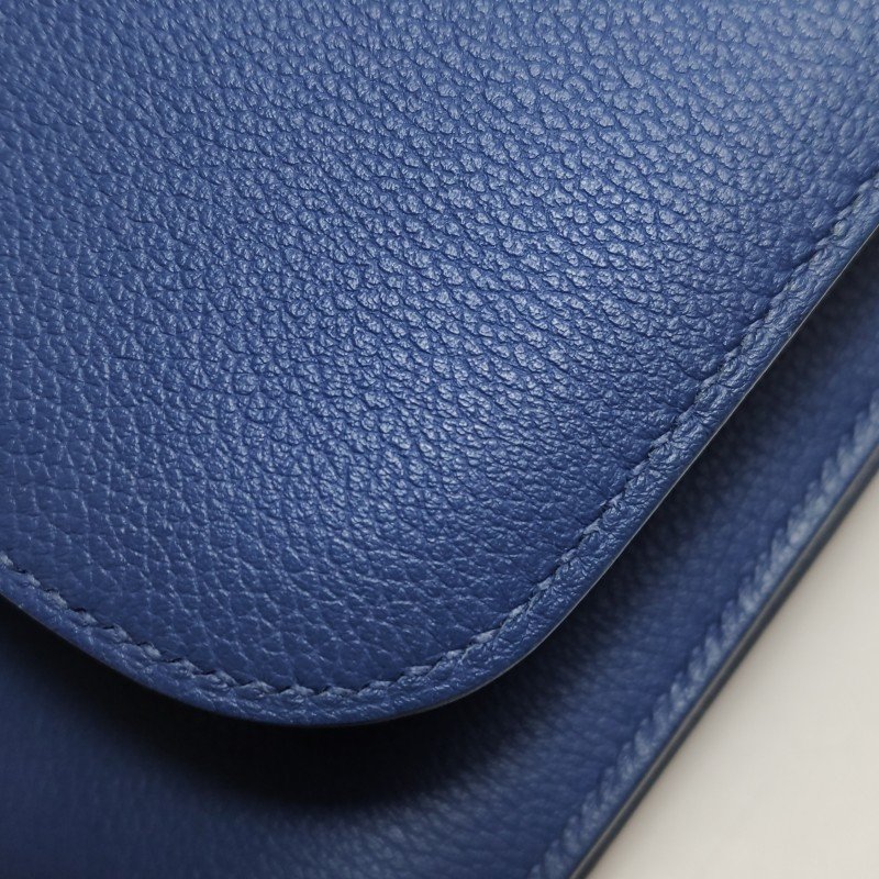 Hermes2002系列20圓形H鎖扣單肩包Evercolor牛皮銀扣7E明藍色C刻-18