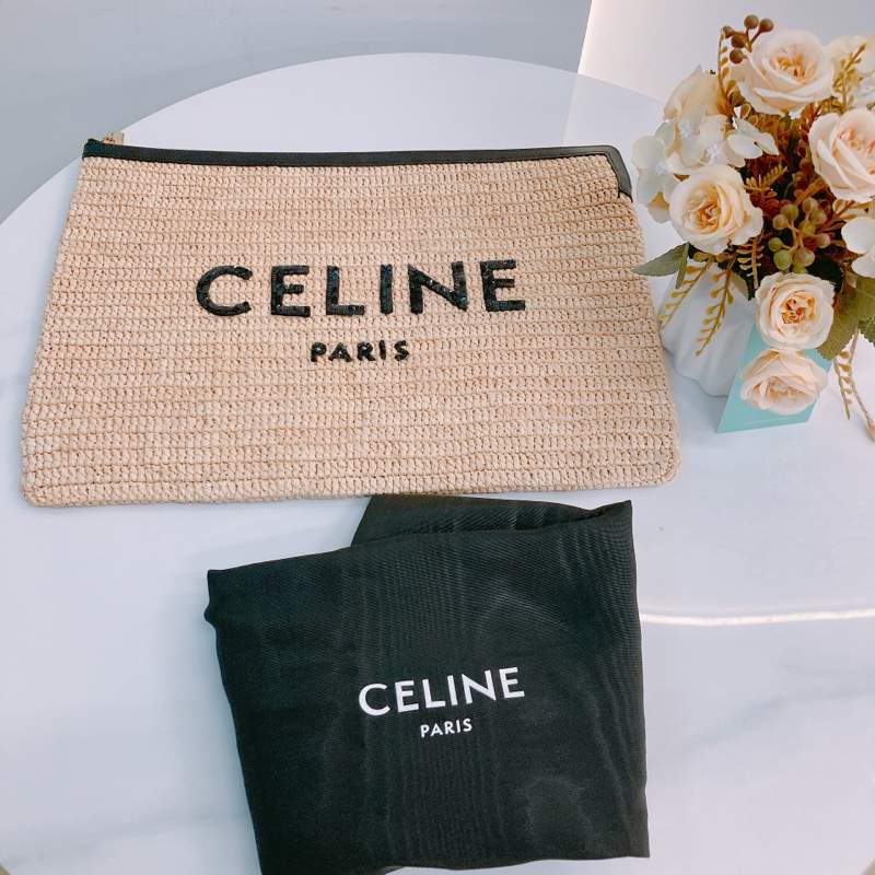 MS0463 CELINE 思琳中號藤籃編織手拿包包CLUTCH 35CM RAFFIA ,CALFSKIN-10