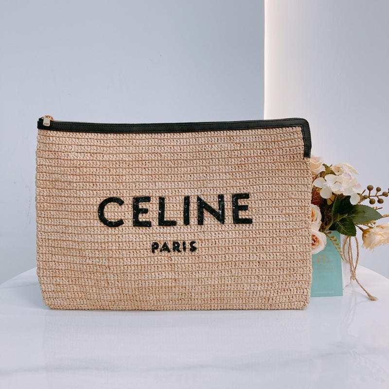 MS0463 CELINE 思琳中號藤籃編織手拿包包CLUTCH 35CM RAFFIA ,CALFSKIN-24