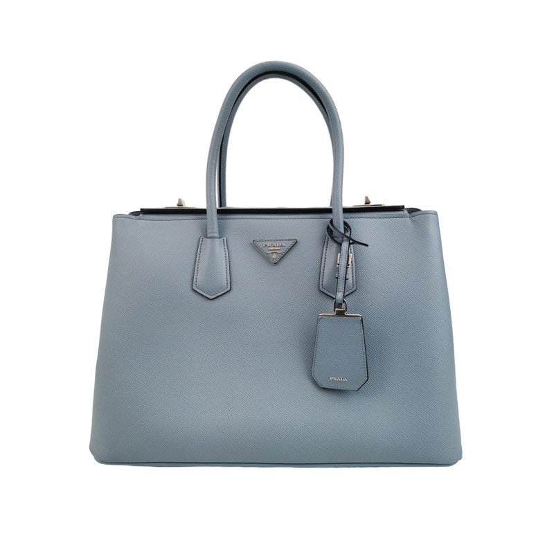 Prada牛皮純色三角徽標手提包-0