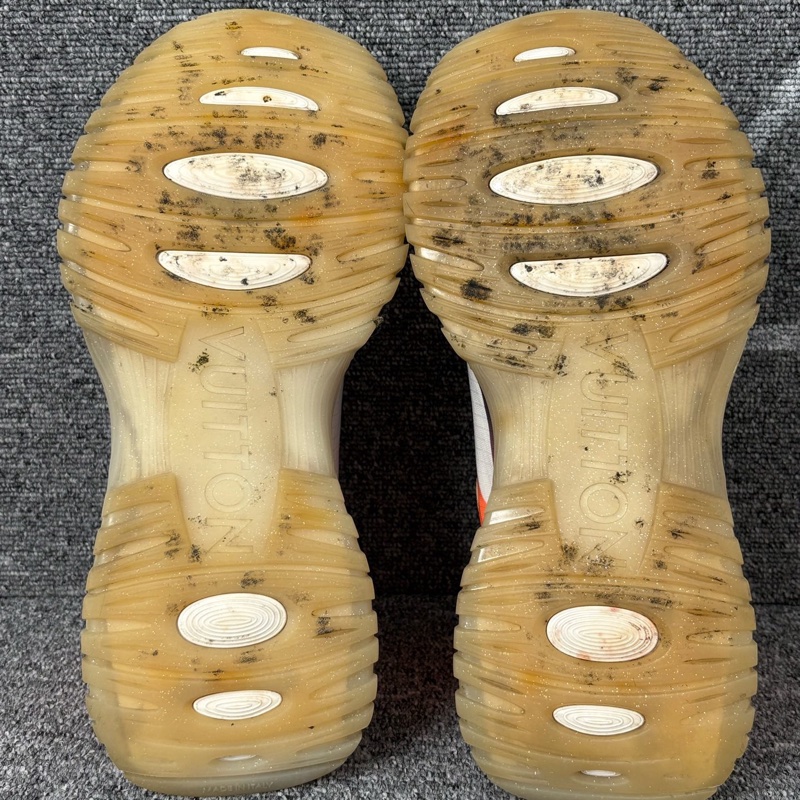 二手 LV 橙白色皮面網面運動鞋 @41碼-4