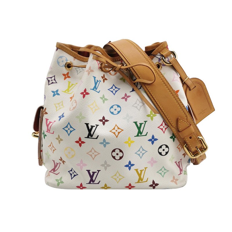 Louis Vuitton(LV)NOE植鞣革白三彩抽繩單肩包-0