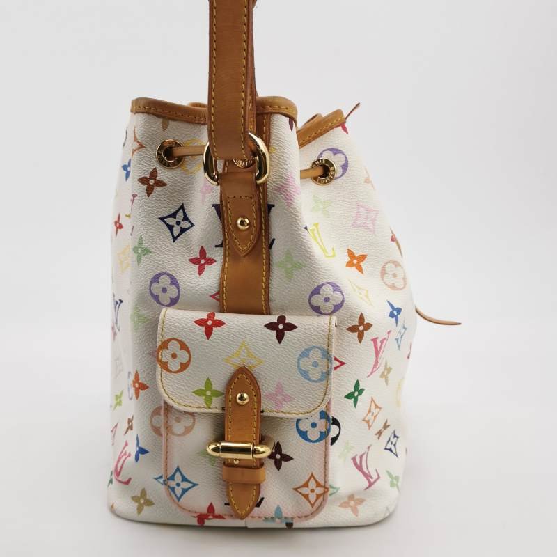 Louis Vuitton(LV)NOE植鞣革白三彩抽繩單肩包-3