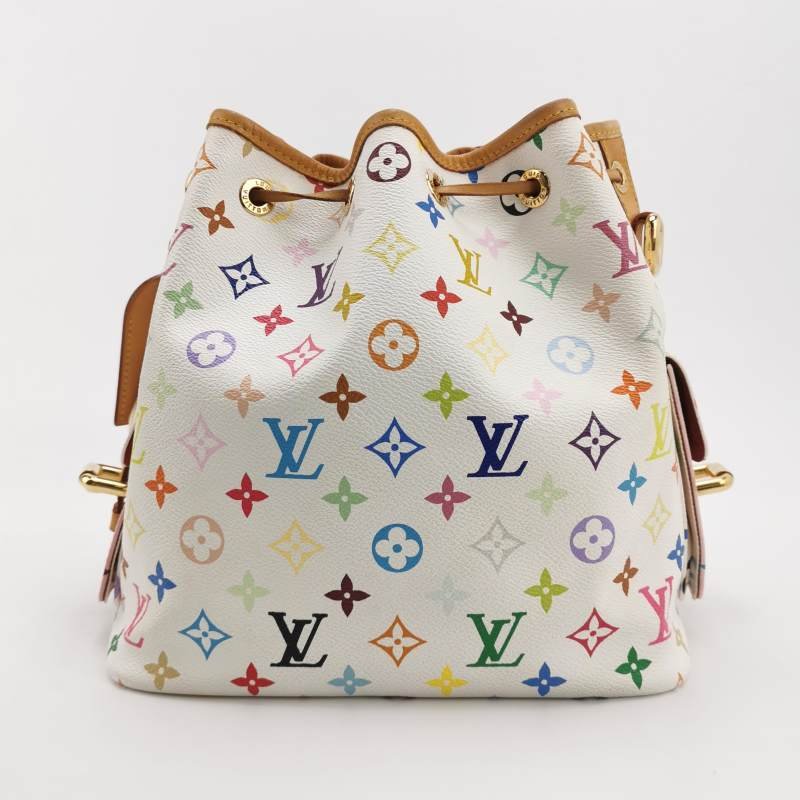 Louis Vuitton(LV)NOE植鞣革白三彩抽繩單肩包-4