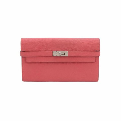 Hermes Kelly凱莉包大號旋扣手拿包Epsom牛皮銀扣8W新唇膏粉X刻