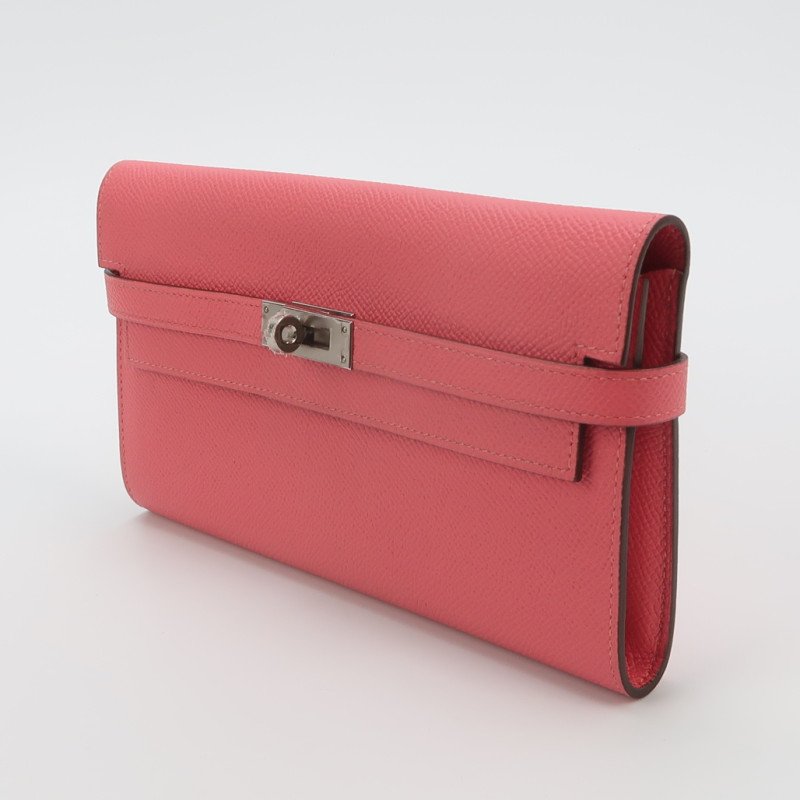 Hermes Kelly凱莉包大號旋扣手拿包Epsom牛皮銀扣8W新唇膏粉X刻-1