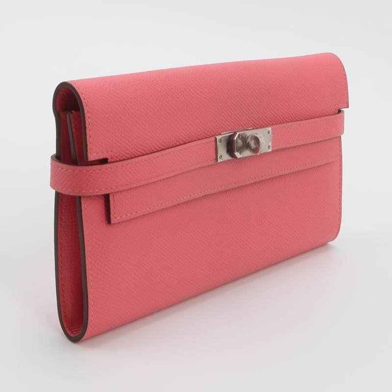 Hermes Kelly凱莉包大號旋扣手拿包Epsom牛皮銀扣8W新唇膏粉X刻-2