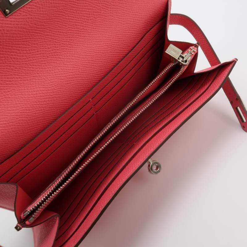 Hermes Kelly凱莉包大號旋扣手拿包Epsom牛皮銀扣8W新唇膏粉X刻-5