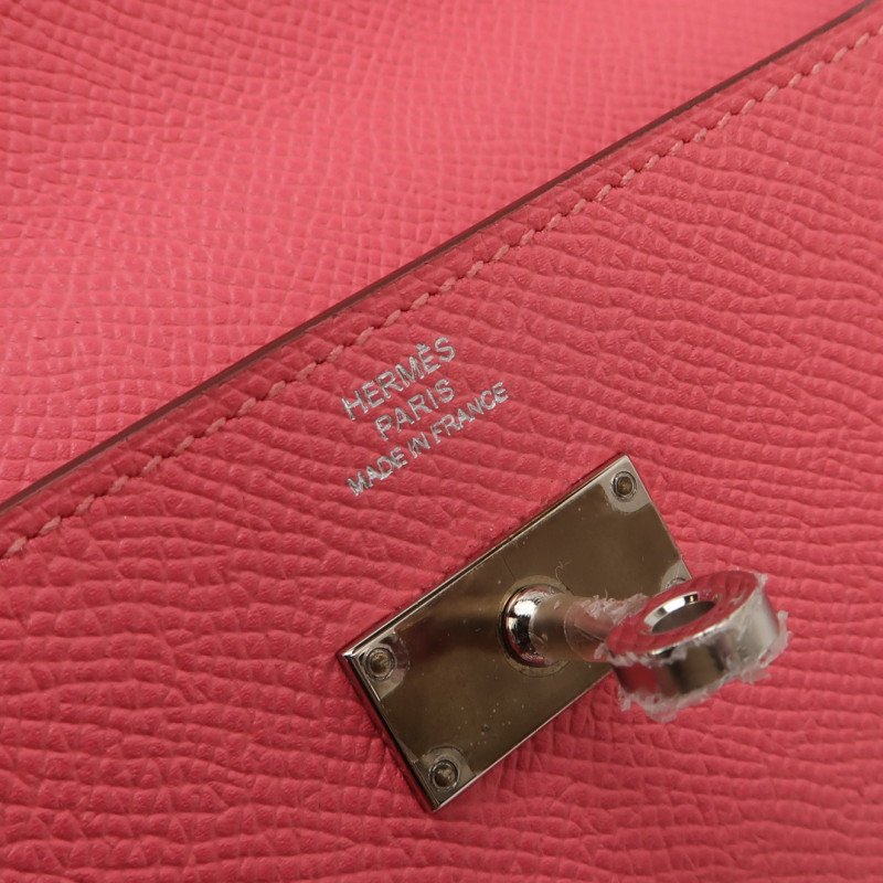 Hermes Kelly凱莉包大號旋扣手拿包Epsom牛皮銀扣8W新唇膏粉X刻-6