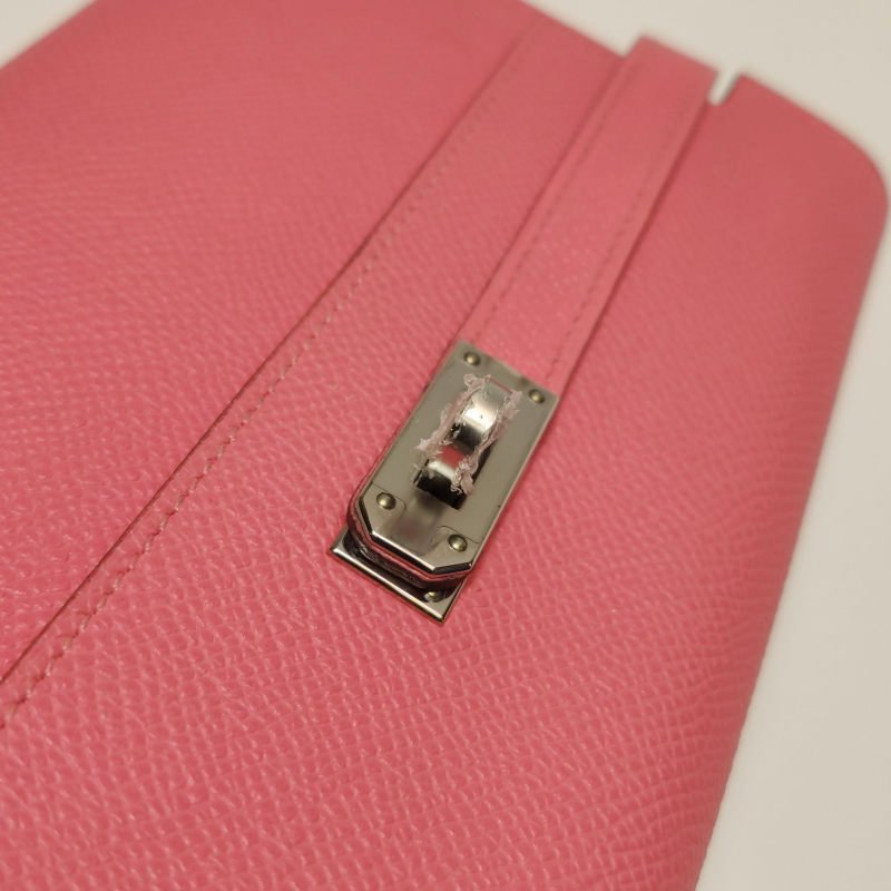 Hermes Kelly凱莉包大號旋扣手拿包Epsom牛皮銀扣8W新唇膏粉X刻-9