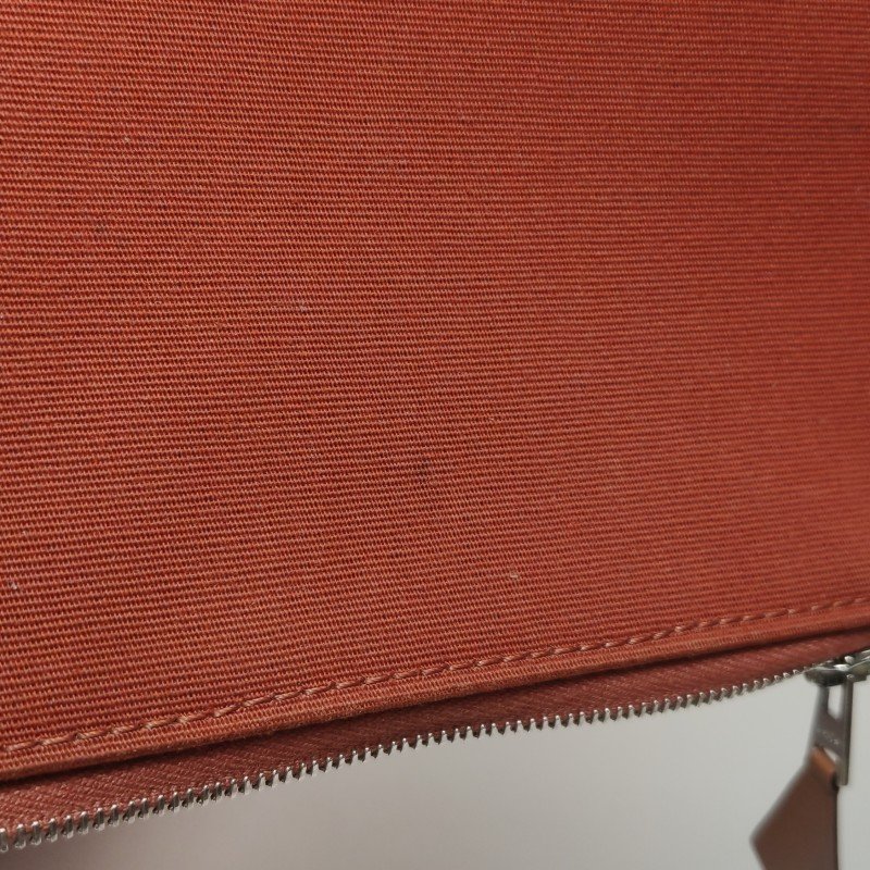 Hermes Herbag31馬鞍釘鎖扣單肩包Hunter牛皮帆布銀扣橘色棕色U刻-24