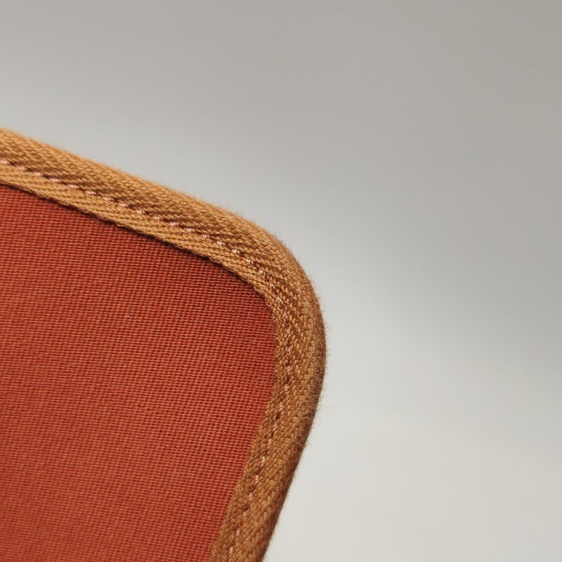 Hermes Herbag31馬鞍釘鎖扣單肩包Hunter牛皮帆布銀扣橘色棕色U刻-25