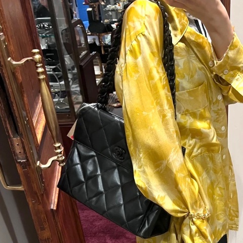 ✨Chanel 97 🆕soblack 粗鏈條tote 中古少見菱格🖤