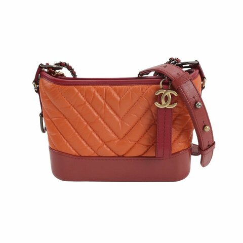 Chanel Gabrielle流浪包小號牛皮拼色菱格絎縫雙鏈條設計單肩包