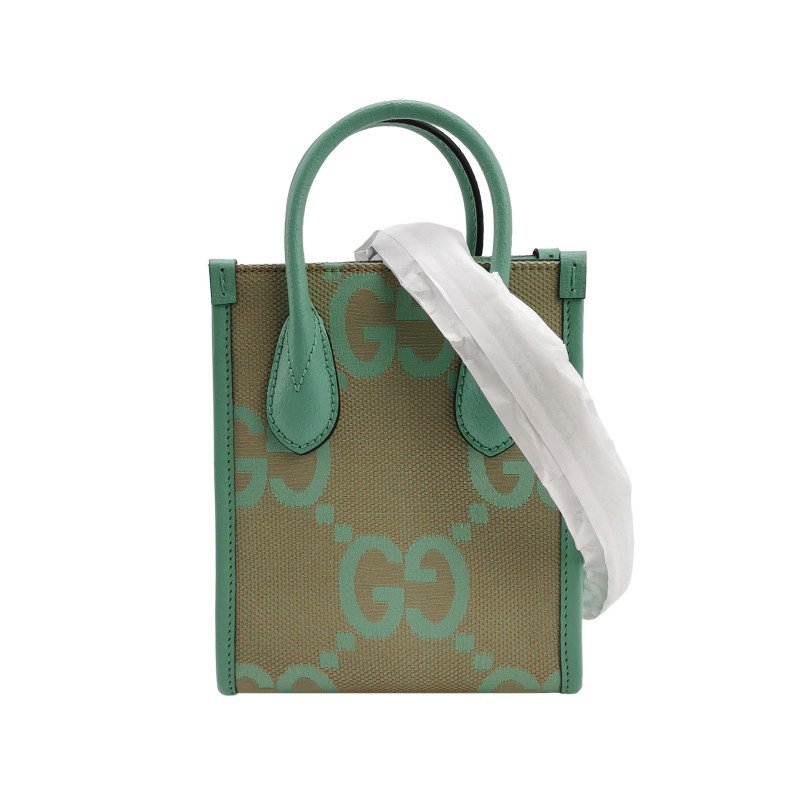 Gucci Jumbo迷你牛皮帆布雙G老花手提包單肩包-0