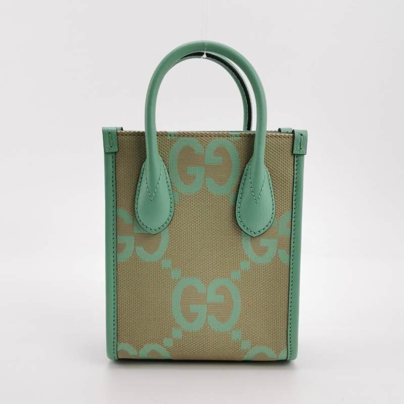 Gucci Jumbo迷你牛皮帆布雙G老花手提包單肩包-4