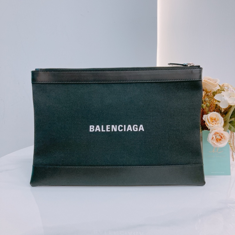 MS0466 BALENCIAGA 巴黎世家拉鍊手拿包包BLACK CLIP POUCH 32CM CANVAS-0