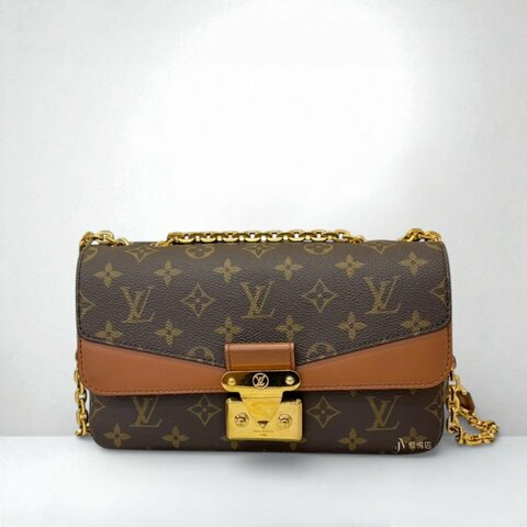 LV 原花拼焦糖牛皮 Marceau 下蓋肩背包 M46127