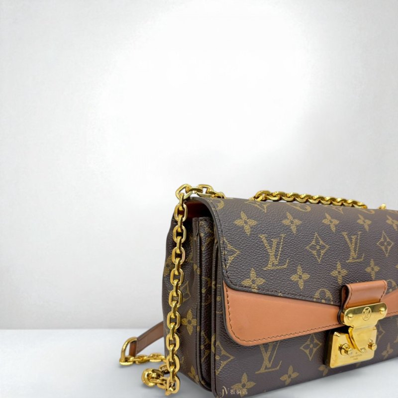 LV 原花拼焦糖牛皮 Marceau 下蓋肩背包 M46127-2